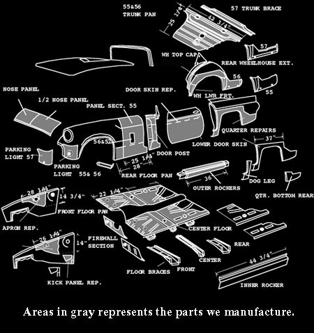 1955 thinderbird tail sheet metal|ford thunderbirds metal panels.